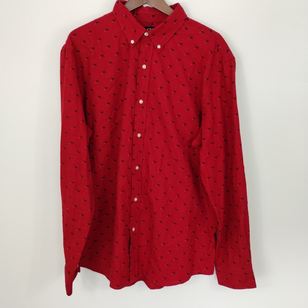 Chaps Flannel Shirt Lab Dog Red Size XL